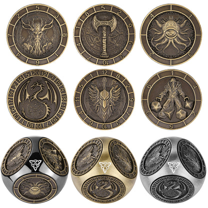 Metal Polyhedral D&D Dice Set – 6-Piece Wheel Display Box