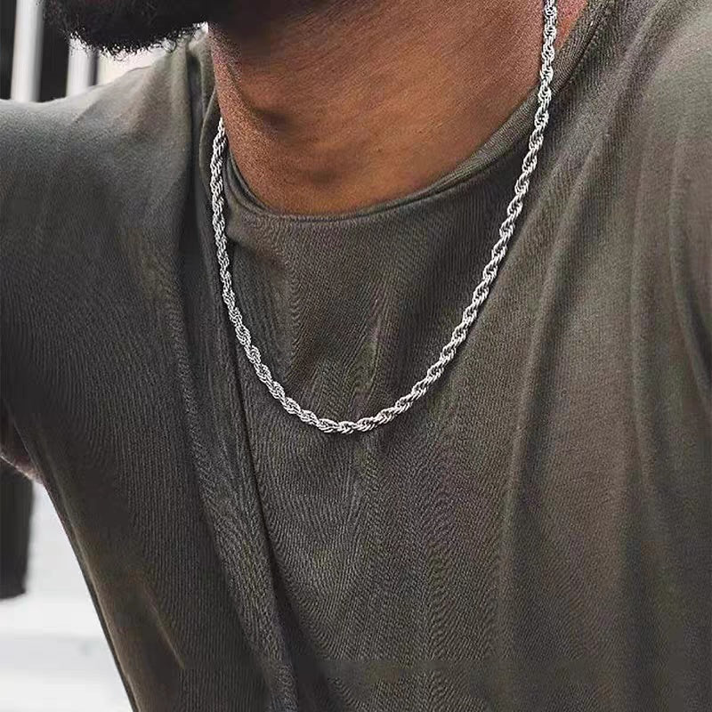 1pc Stainless Steel Twist Chain Necklace,Daily Wear Essential,Ideal Gift For Jewelry Enthusiasts And Crafters