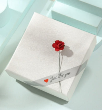 Wave-Pattern Rose Jewelry Box – Petite Keepsake Gift Box