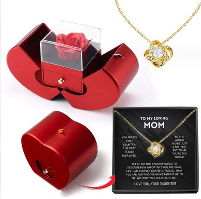 Eternal Rose Jewelry Box with Necklace – Apple-Shaped Gift for Her