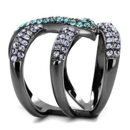 TK2766 - IP Light Black  IP Gun Stainless Steel Ring with Top Grade