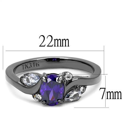 TK3169 - IP Light Black  IP Gun Stainless Steel Ring with AAA Grade