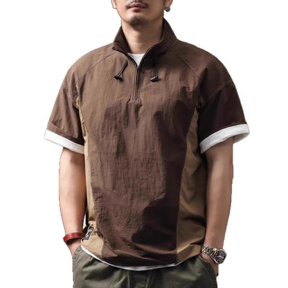 Functional Quick-drying T-shirt Mens Short-sleeve Stand-collar Polo Shirt