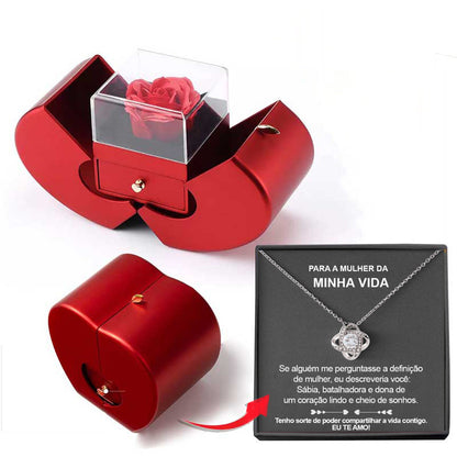 Eternal Rose Jewelry Box with Necklace – Apple-Shaped Gift for Her
