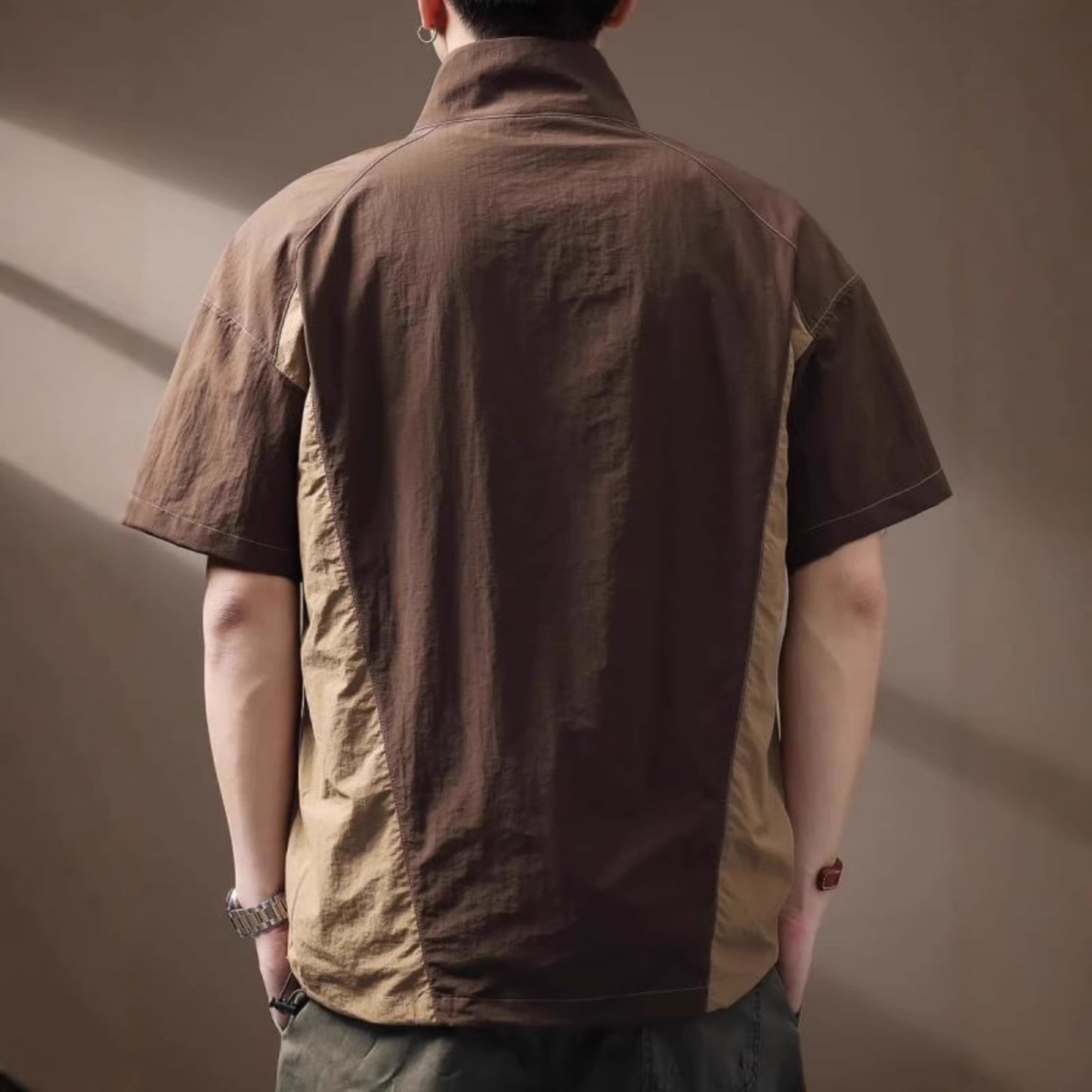 Functional Quick-drying T-shirt Mens Short-sleeve Stand-collar Polo Shirt
