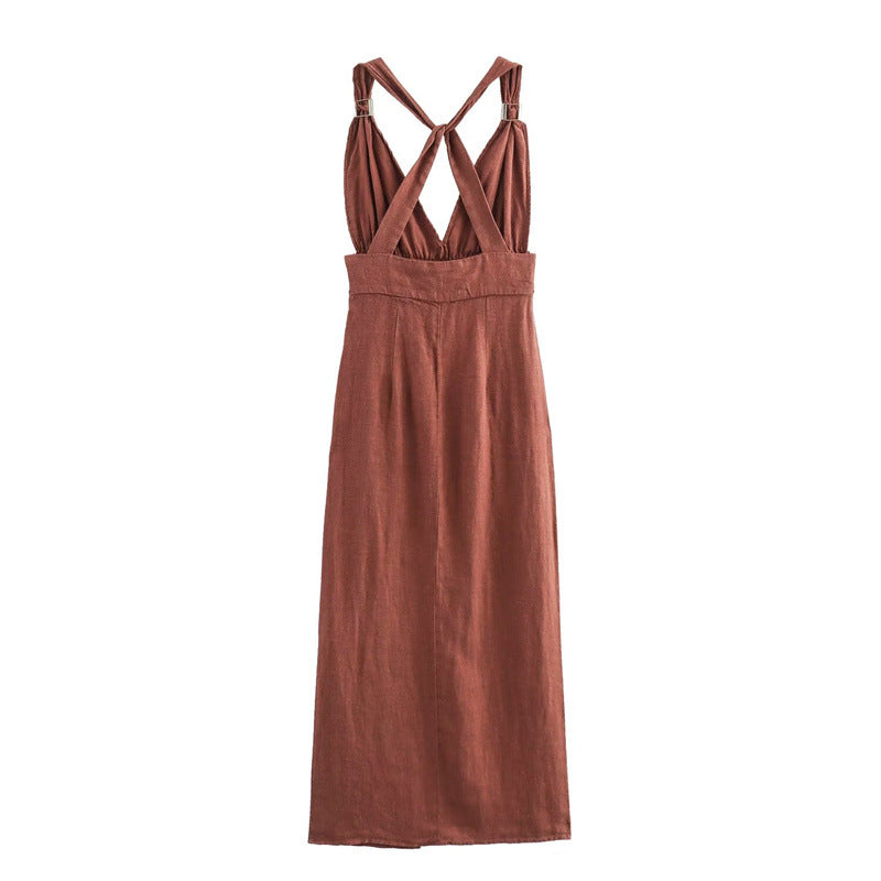 Cross-Back Bandage Casual Dress