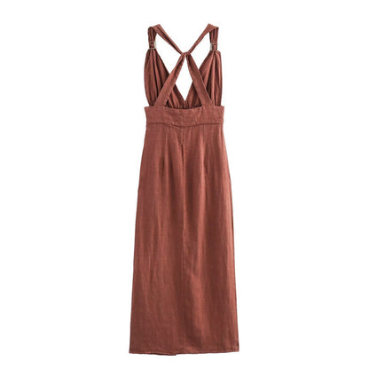 Cross-Back Bandage Casual Dress