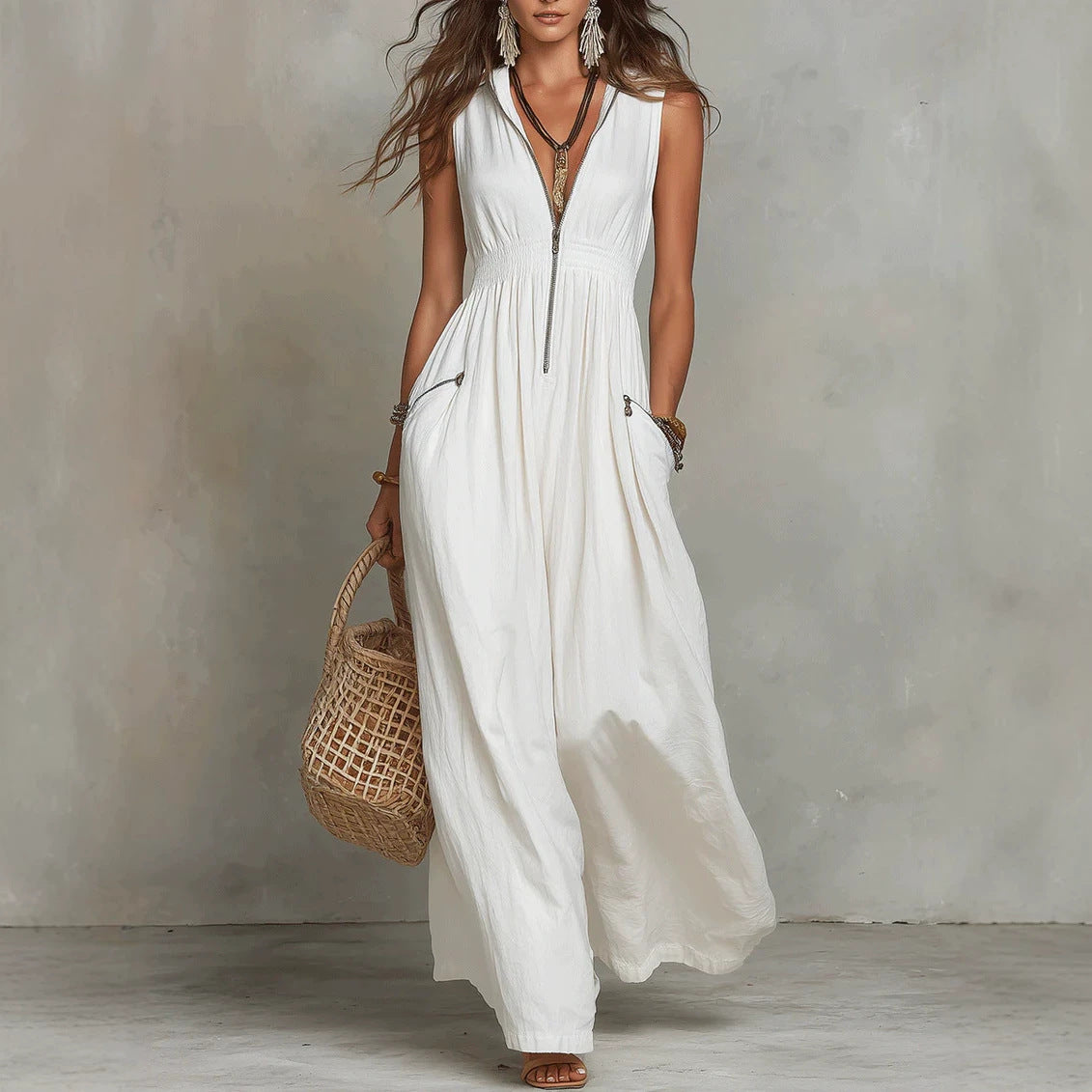 V-Neck Bohemian Long Vacation Dress