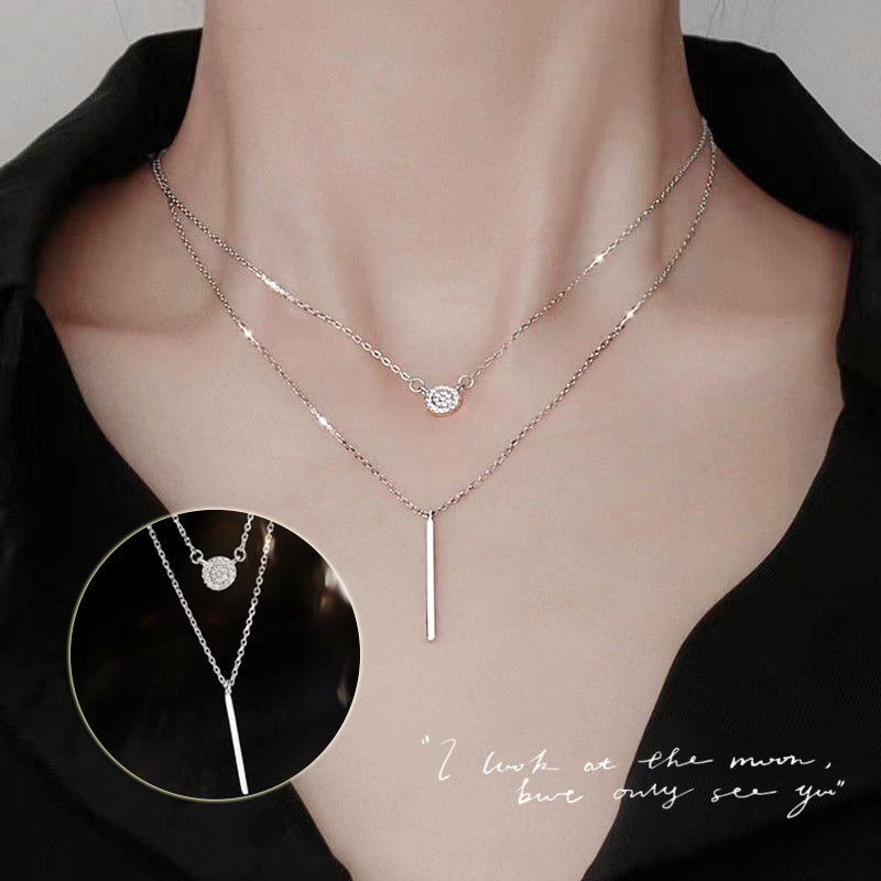 S925 Sterling Silver Double-Chain Pendant Necklace