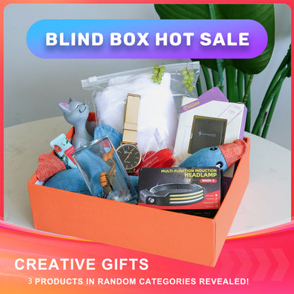 Open Mystery Box showing curated 7-piece gift assortment inside
