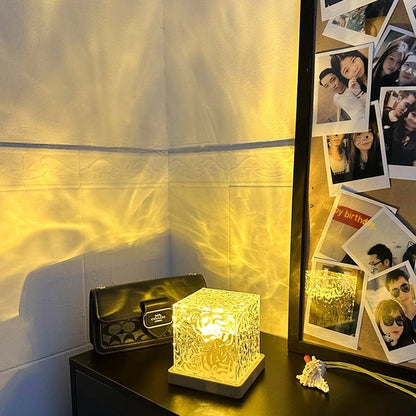Water Ripple Crystal Night Light – 16-Color Rotating Mood Lamp