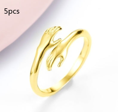 Hands Holding Hands Ring – Adjustable Friendship Ring