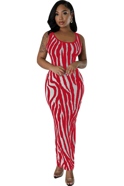 Zebra-Print Elegant Vest Dress