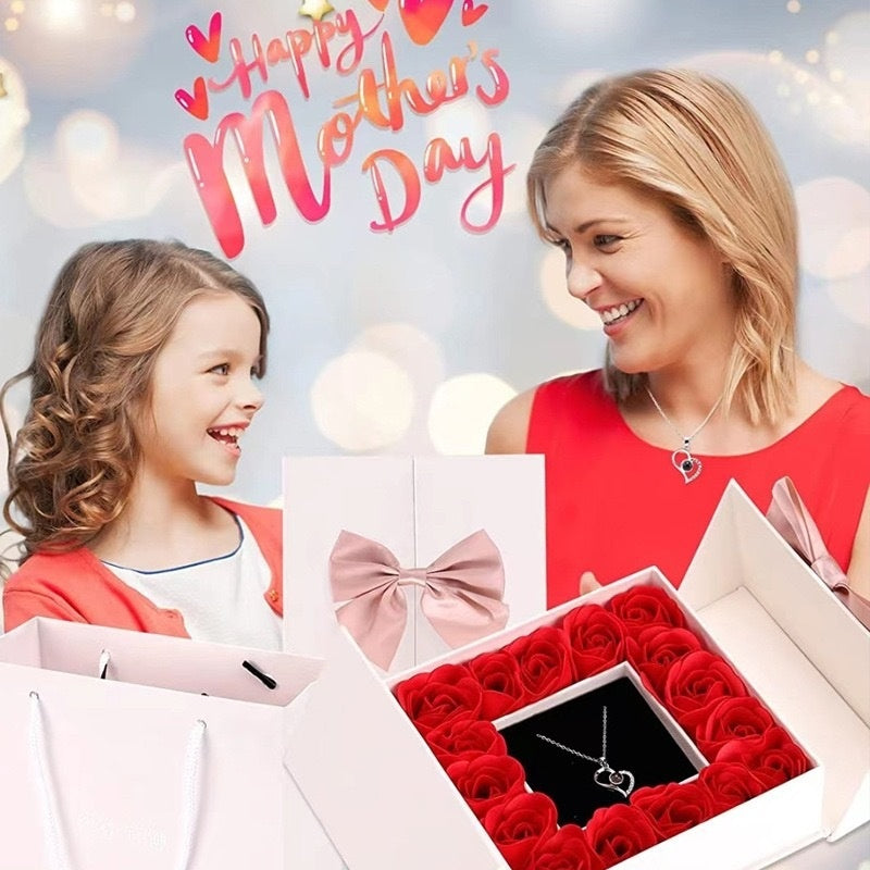 100 Languages I Love You Projection Necklace in a rose gift box