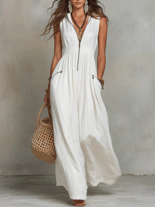 V-Neck Bohemian Long Vacation Dress