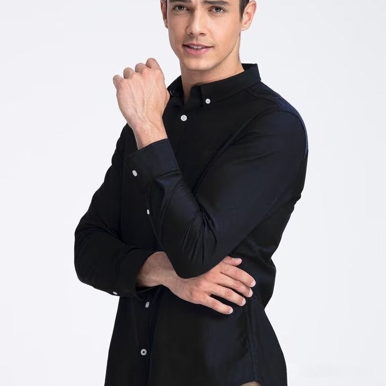 Mens Long-sleeve Business-casual Professional-fit Dress Shirt