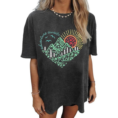 Women's Oversized Graphic Tee — Nashville Floral Print
