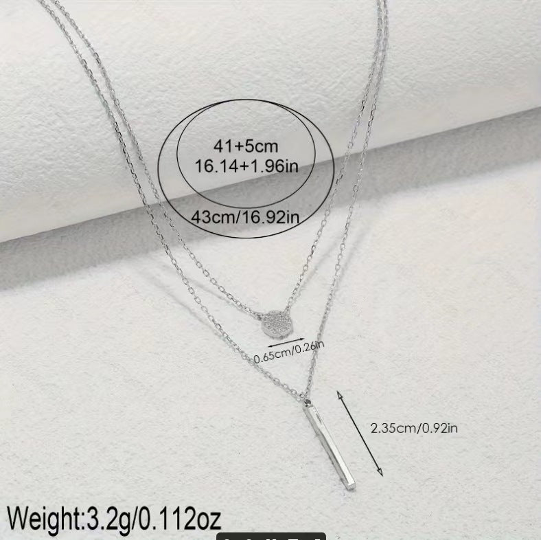 S925 Sterling Silver Double-Chain Pendant Necklace