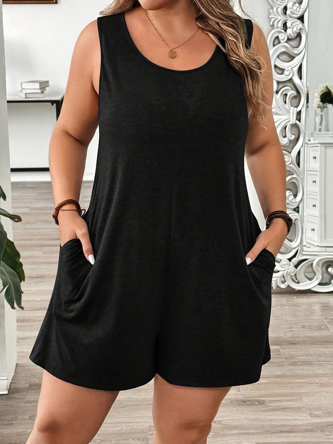 Vest Pocket Plus-Size Women's Jumpsuit