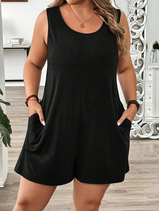 Vest Pocket Plus-Size Women's Jumpsuit