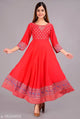 Rayon Printed Anarkali Kurti for Women (Red, S)