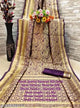 Jacquard Saree With Blouse For Women (Golden& Dark Red, 6.3M)