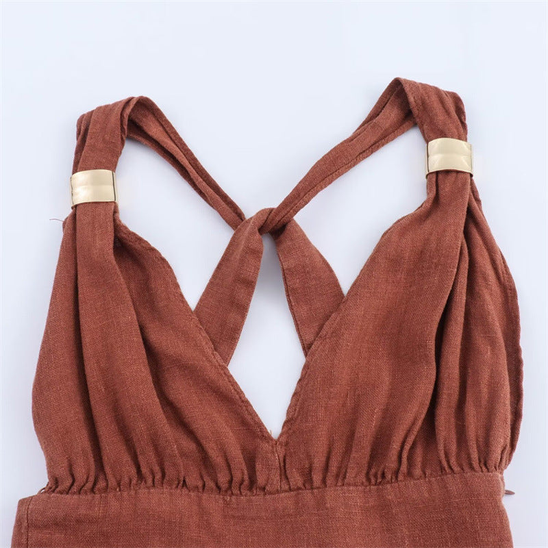 Cross-Back Bandage Casual Dress