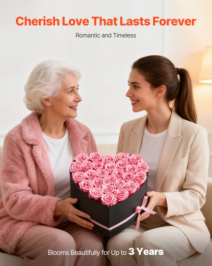 27 Preserved Roses Forever Bouquet – Heart-Shape Gift Box