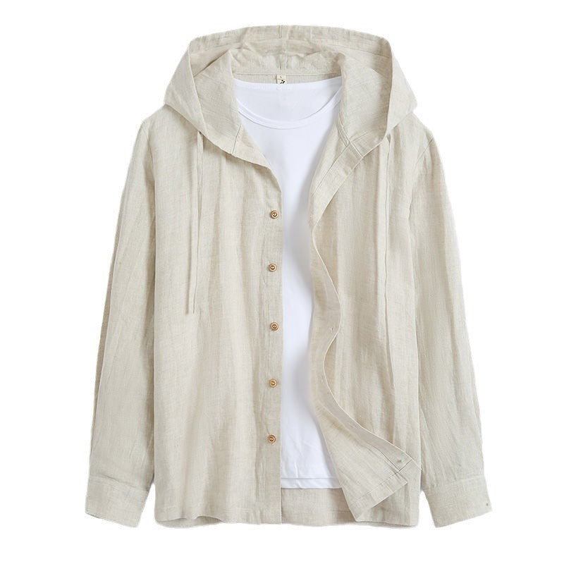 Solid-color Linen Casual Shirt For Men