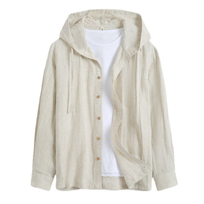 Solid-color Linen Casual Shirt For Men