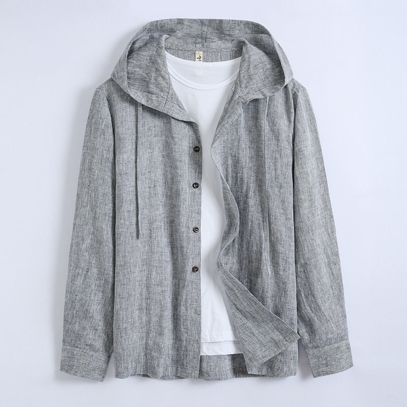 Solid-color Linen Casual Shirt For Men
