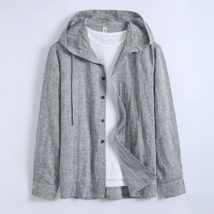 Solid-color Linen Casual Shirt For Men
