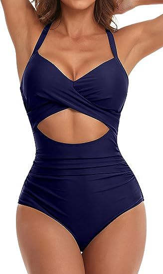Solid-Color One-Piece Swimsuit