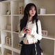 Slim Cream Strap-Detail Cardigan Tee — Layered Look Top