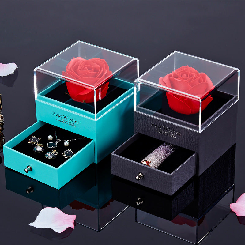 Soap Rose Jewelry Box — acrylic keepsake with a handcrafted soap rose