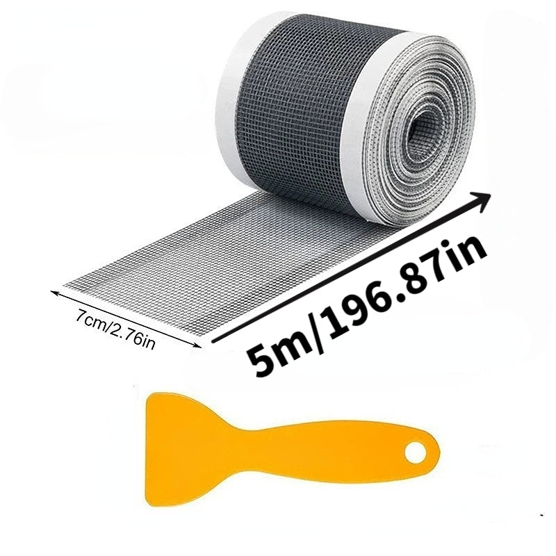 Mesh tape in use on drain