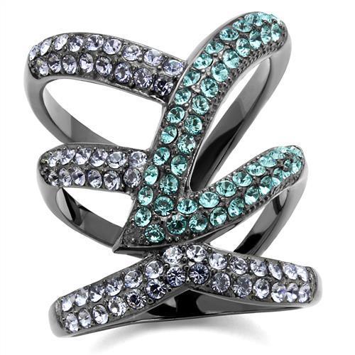 TK2766 - IP Light Black  IP Gun Stainless Steel Ring with Top Grade