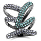 Black Stainless Steel Crystal Ring – Multi-Colour Stone