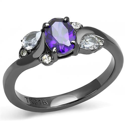 TK3169 - IP Light Black  IP Gun Stainless Steel Ring with AAA Grade
